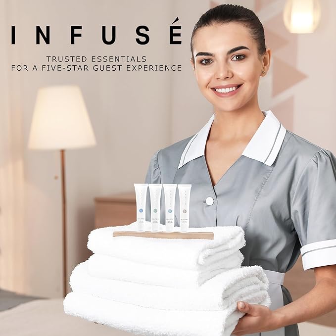 Infuse White Tea & Coconut Hotel Toiletries Bulk Set | 1-Shoppe Amenities Kit | 1oz Shampoo & Conditioner, Body Wash, Lotion | Travel Size | 80 Pieces-FemmiqueWomen