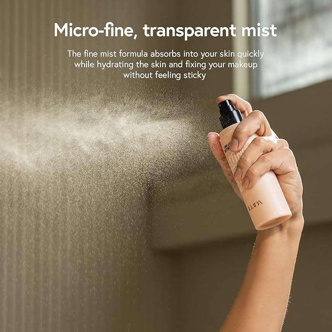 LUNA Long Lasting Setting Fixer Spray 3.3 fl oz, Weightless with Micro-Fine Mist, Natural Finish, Non-Drying Formula for All Skin Types, Korean Makeup-FemmiqueWomen