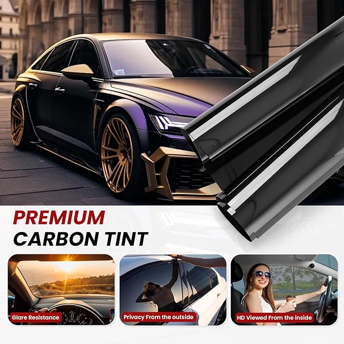 Car Window Tint, 2 PLY 20% VLT Premium Carbon HD Window Roll for Car, Home 24" in x 100'Ft Automotive Car Tint Privacy Film with Strength Adhesive, Blocks UV/IR Rays, Reduce Heat & Glare