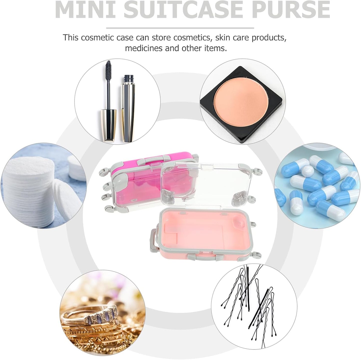 4-Piece Mini Eyelash Box Set Travel Makeup Organizer Portable False Lash Storage Case Pink Rose Red 6.49X3.34X1.96 Inches-FemmiqueWomen