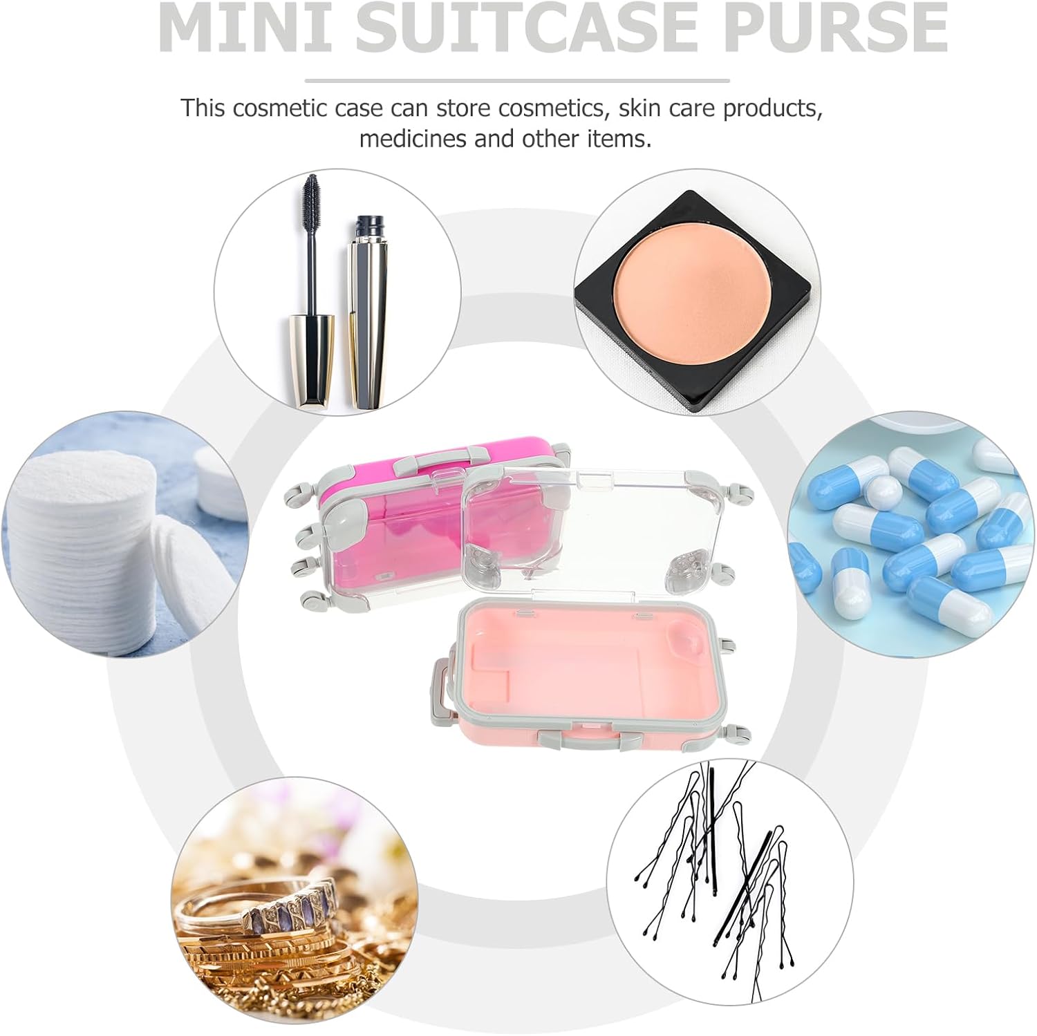 4-Piece Mini Eyelash Box Set Travel Makeup Organizer Portable False Lash Storage Case Pink Rose Red 6.49X3.34X1.96 Inches-FemmiqueWomen