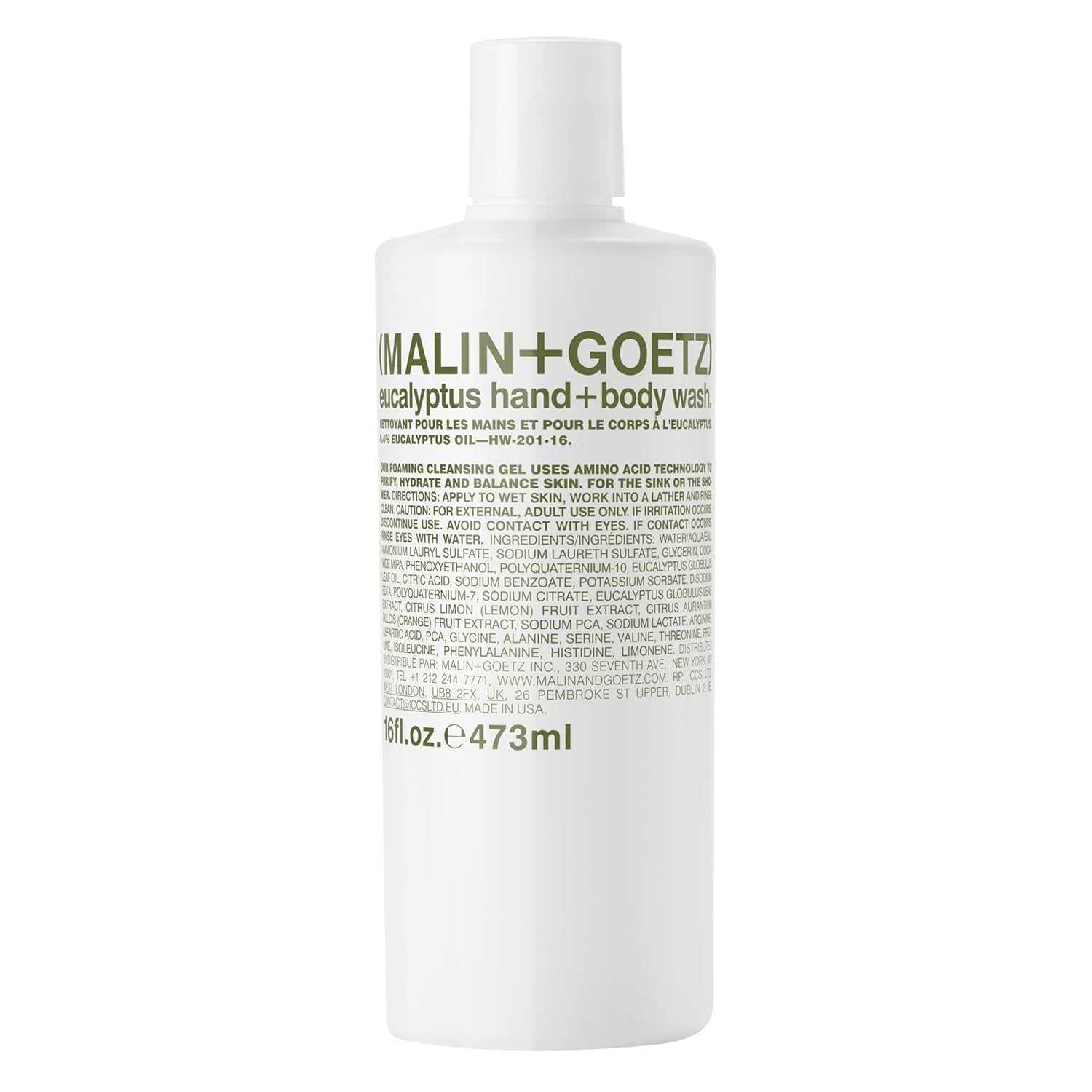 Malin + Goetz Eucalyptus Hand + Body Wash natural cleansing, purifying, hydrating hand & body wash. all skin types, dry, irritated, sensitive. No stripping/irritation. Cruelty-free & vegan 16 Fl oz-FemmiqueWomen