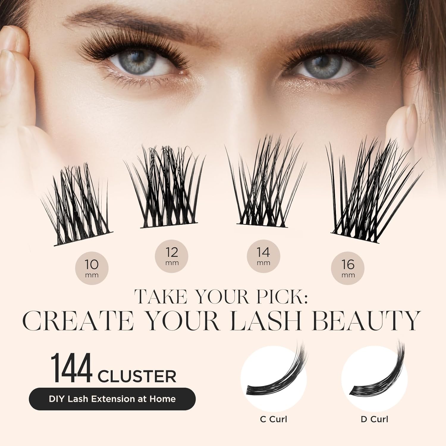PopUp Lash Clusters 144 Pcs Cluster Lashes DIY Cluster Eyelash Extensions Mega Volume Reusable Individual Lashes Cluster Volume Look Super Thin Band & Soft(705）-FemmiqueWomen
