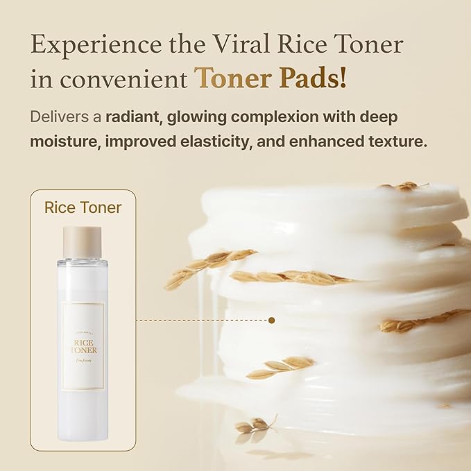 I'm from Rice Toner Pads 140ml, 60 Sheets, Triple-Layered Pads, Rice Extract from Korea, for Dry and Rough Skin-FemmiqueWomen