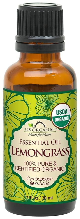 US Organic 100% Pure Lemongrass Essential Oil, USDA Certified Organic, Extracted by Steam Distillation Method, for Hair, Nail Polish Remover, Bees Attraction, and More. 30 ml-FemmiqueWomen