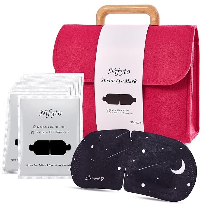 30PCS Steam Eye Mask, Unscented, Travel Bag, Self-Heating Eye Mask, Eye SPA Mask, Relieve Eye Strain Fatique, Dark Circles,Puffiness-Barbie Pink(30pcs)…-FemmiqueWomen