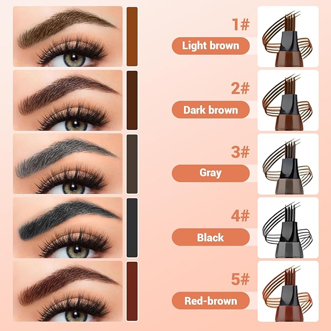2025 New Magic Eyebrow Pencil, 3D Waterproof 4 Tipped Precise Brow Pen Microblading Eyebrow Pencil Contouring Pen Fine Stroke Microblading Creates Natural (Light Brown)-FemmiqueWomen