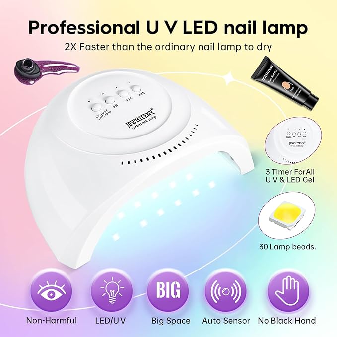 JEWHITENY 14 Colors Poly Gel Nail Kit 27 Colors Gel Nail Polish Kit With U V Light All In One Nail Art Starter Kit Suitable For All Seasons-FemmiqueWomen