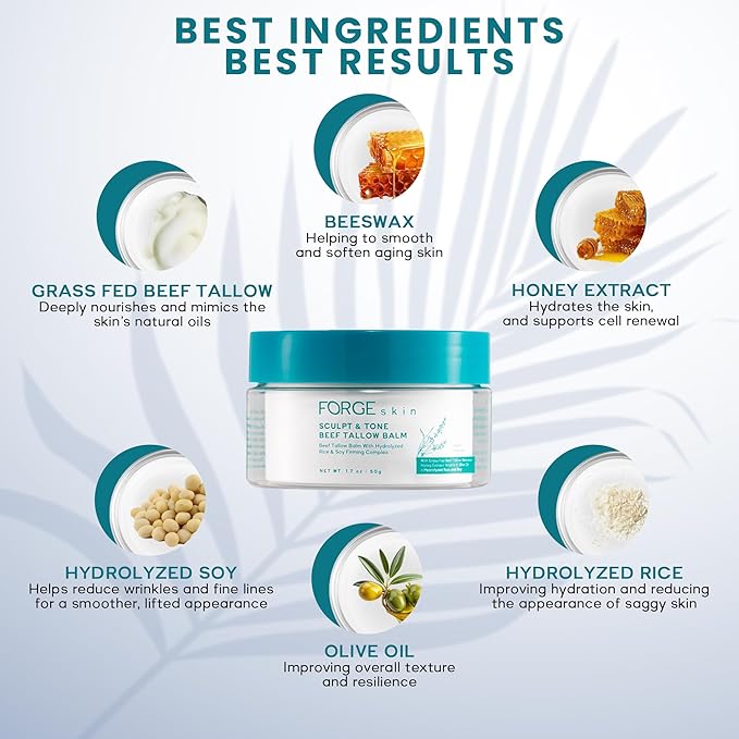 Original Sculpt & Tone Balm Beef Tallow for Skin Women |Grass Fed Beef Tallow and Honey Balm for Face | Under Eye Firming Cream Tightening Lifting Sagging Skin Beef Tallow Moisturizer-FemmiqueWomen