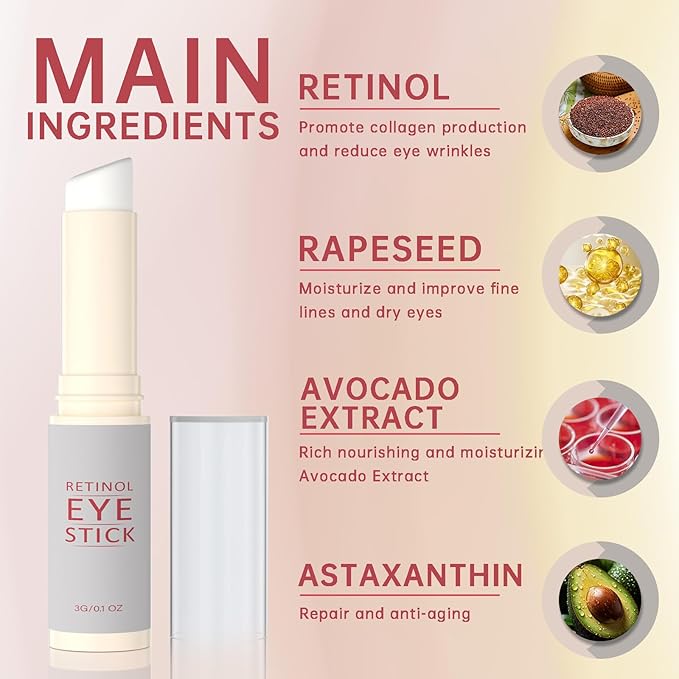 1Pcs Retinol Eye Stick, Retinol Under Eye Cream for Puffiness and Dark Circles, Hydrating Eye Cream Anti Aging for Enhanced Under Eye Nourishment.-FemmiqueWomen