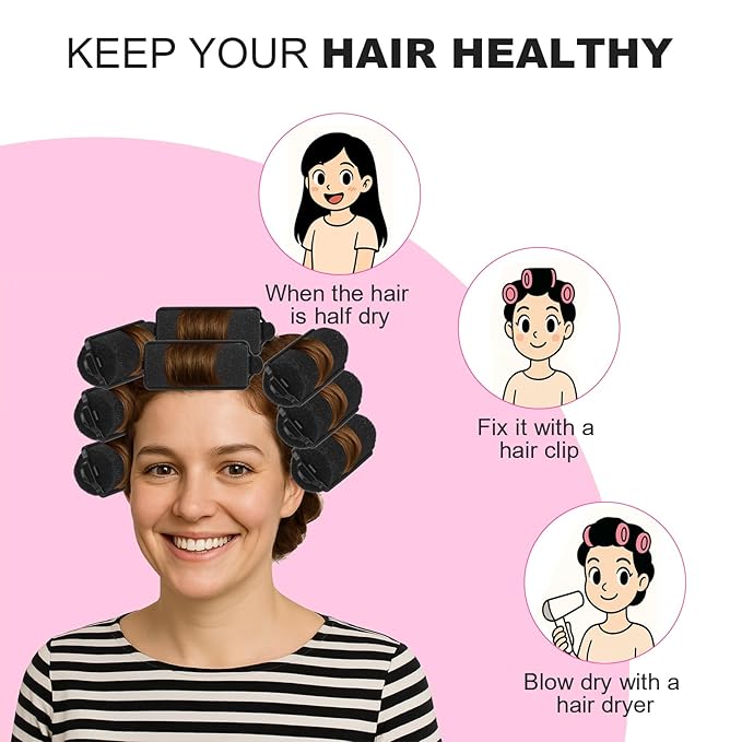 36 Pieces Foam Sponge Hair Rollers - Soft Hair Styling Curlers for Hair Curls (Black, Flexi Rod, 2.8x0.98inch)-FemmiqueWomen