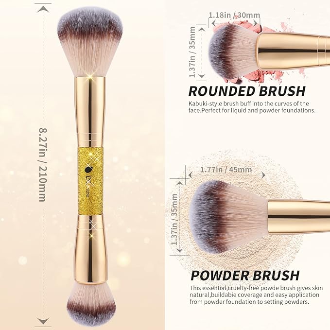 DUcare Foundation Powder Brush Double Ended Blush Makeup Brushes, Duo Bronzer Blush ideal for cream or powder-FemmiqueWomen