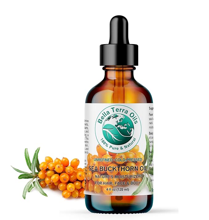 Bella Terra Oils - Sea Buckthorn Oil 4 oz - Unlock the Gold Standard in Skincare, Infused with Omega-3, Omega-6 & Carotenoids, Elevate Your Cosmetic Routine-FemmiqueWomen