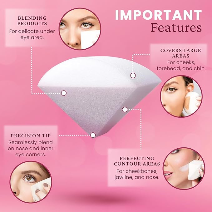 StansOut Beauty Sponge 4-Pack – Streak-Free, Airbrushed Finish | Reusable, Quick-Drying, Latex-Free | Multi-Angle Blending Sponge for Cream, Liquid & Powder | Pro Makeup Applicator-FemmiqueWomen