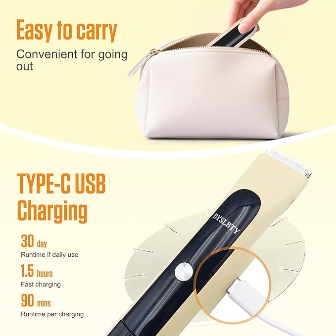 2 in 1 Bikini Trimmer for Women Dual Head Electric Shaver with LED Display,IPX7 Waterproof Wet & Dry, Painless Shaver for Underarm Leg Arm Body Face Private Area Khaki-FemmiqueWomen