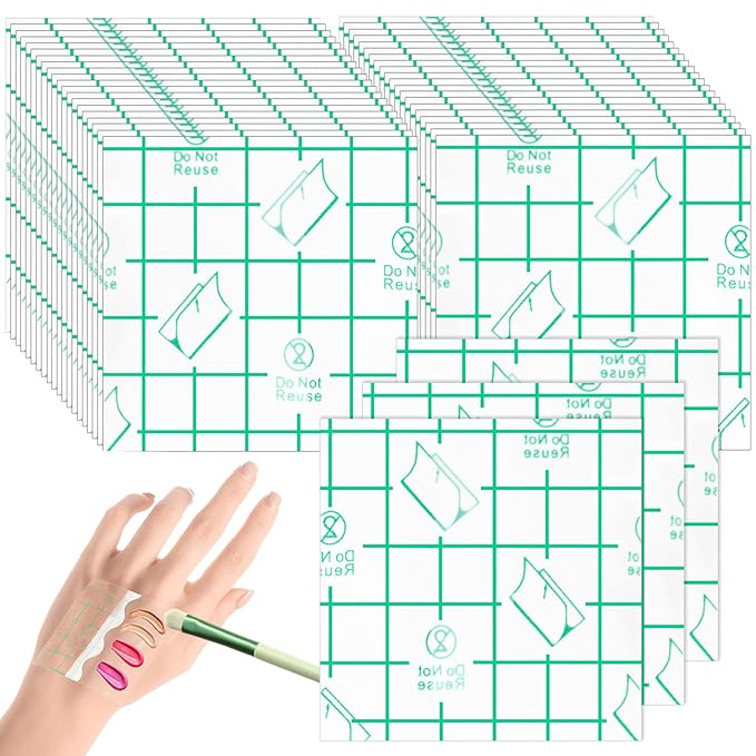 150 Pieces Makeup Hand Palette Single Use Makeup Hand Palette Disposable Adhesive Makeup Mixing Tray Cosmetic Makeup Palette Transparent Waterproof Makeup Tape for Makeup Artist-FemmiqueWomen