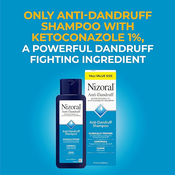 Nizoral Anti-Dandruff Shampoo with 1% Ketoconazole, Fresh Scent, 14 Fl Oz (Pack of 2)-FemmiqueWomen