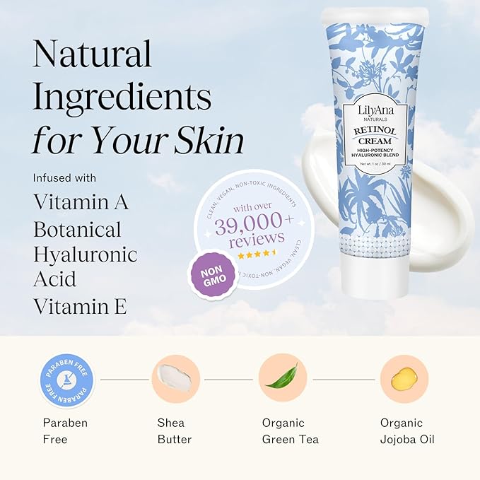 LilyAna Naturals Anti Aging Retinol Face Cream for Women – Wrinkle & Neck Cream for Firming, Retinol Moisturizer for Face with Hyaluronic Acid, Hydrating Night Cream for Fine Lines, Collagen Boost-FemmiqueWomen