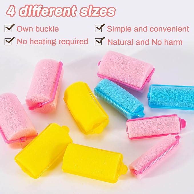 36PCS Foam Hair Rollers - Sponge Rollers for Heatless Hair Curler for Short/Long Curling Sleep rolos para cabello Jumbo Large Sponge Curlers Soft Sleeping Thin Hair Curl Overnight rulos-FemmiqueWomen