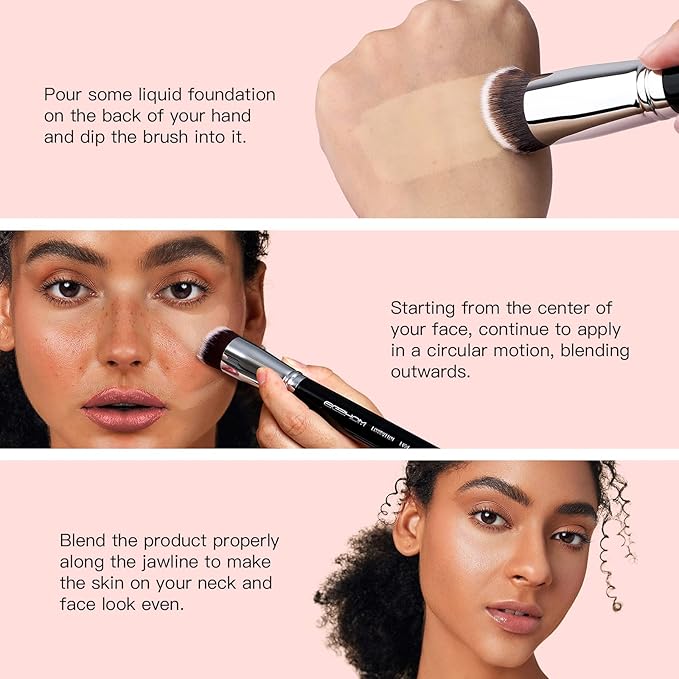 Flat Top Kabuki Foundation Brush, EIGSHOW Premium Makeup Brush for Liquid, Cream, and Powder - Blending, Buffing, Stippling, Flawless Application (F624)-FemmiqueWomen