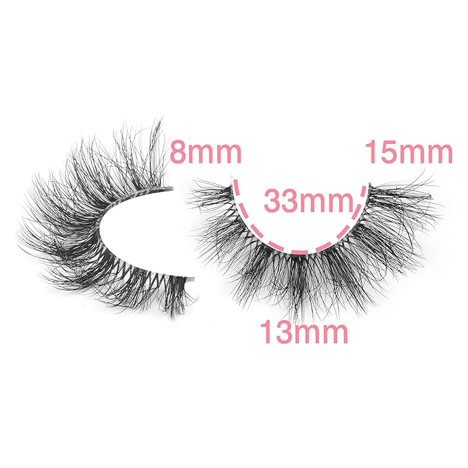 FANXITON Mink Lashes with Clear Band 15 MM 10 Pairs Cat-Eye Lashes Natural Look False Eyelashes Pack Wispy Eyelashes 3D Faux Mink Eyelashes-FemmiqueWomen
