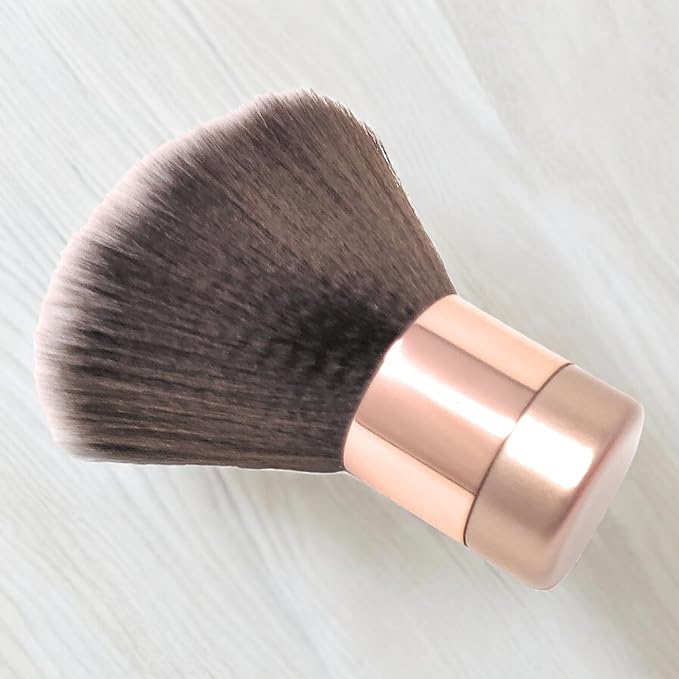 Luxurious and Large Soft Fluffy Powder Brush, Use as a Spray Tan Finishing Tool, Multipurpose Face and Body Barber and Beauty Tool, Large Kabuki Brush by BevyGold (Rosegold)-FemmiqueWomen