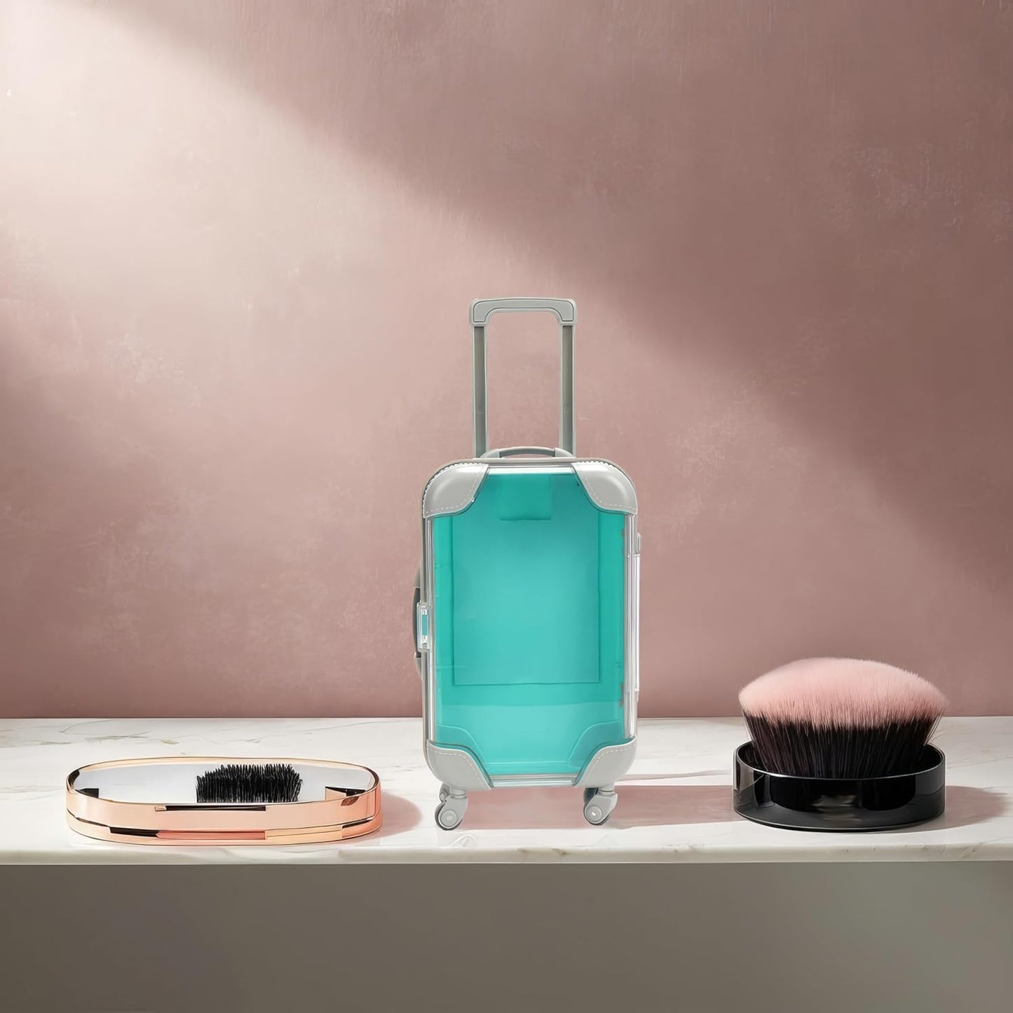 False Eyelash Storage Box, Portable Travel Organizer Mini Luggage False Eyelash Tray Makeup Tool (GREEN)-FemmiqueWomen