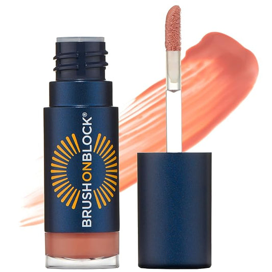 Brush On Block Sun Shine Protective Lip Oil SPF 30, Mineral Protection from UVA/UVB & Blue Light, Hydrating, Cruelty-Free, Gluten-Free, & Vegan, Coral-FemmiqueWomen