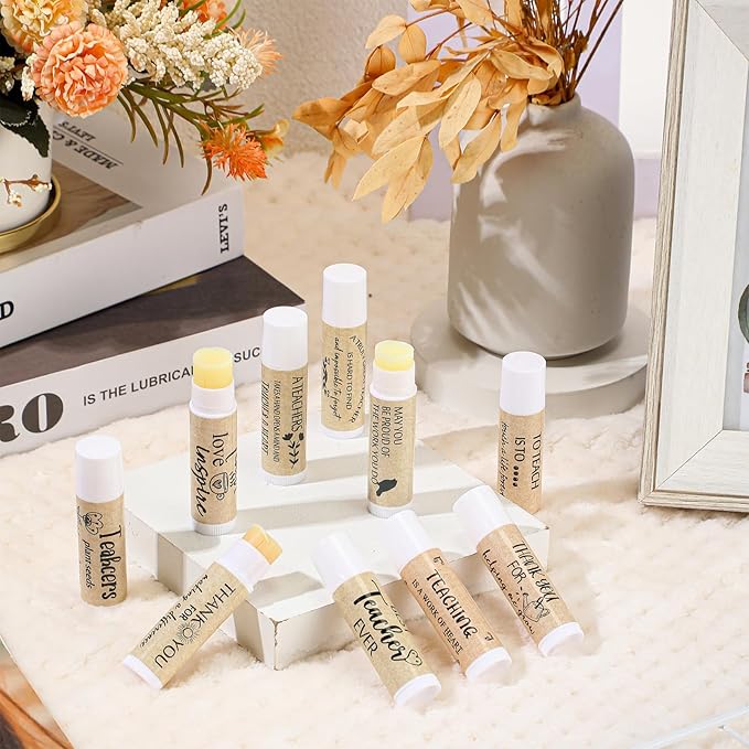 30 Pcs Back to School Teacher Gifts Bulk Lip Balm Favors Thank You Gifts for Teachers with Inspirational Quote Gifts Lip Balm Christmas Thanksgiving Gifts for Teachers Welcome Back to School-FemmiqueWomen