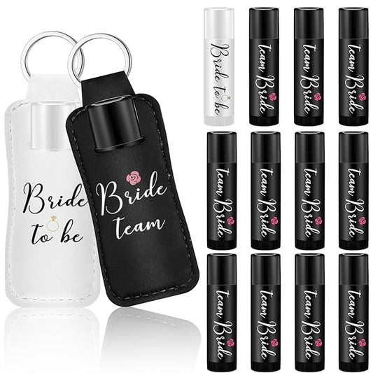 24 Pack Bachelorette Party Favor Lip Balm Set Team Bride Lip balm with Lipstick Holder Keychain Bride to be Lip balm Bridal Shower Proposal Gifts for Wedding Party Favors(White, Black)-FemmiqueWomen