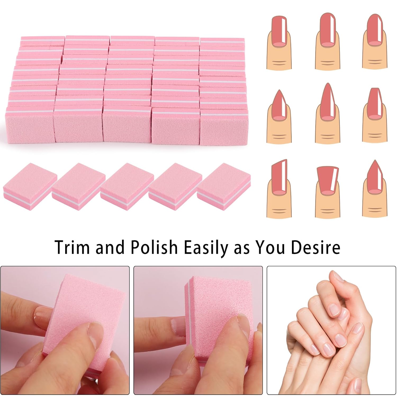 102pcs Toe Separators Set - Premium Pedicure Tool 52Pcs Super Soft Pedicure Toe Separator- 50Pcs Mini Nail Buffer Block File 80/100 Grit 2 Sided-FemmiqueWomen