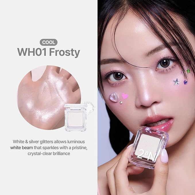 2aN Pure Glash Highlighter WH01 Frosty – Glass-Like Sheen Powder Highlighter for a Natural, Radiant Glow | Buildable, Long-Lasting, Lightweight Formula-FemmiqueWomen
