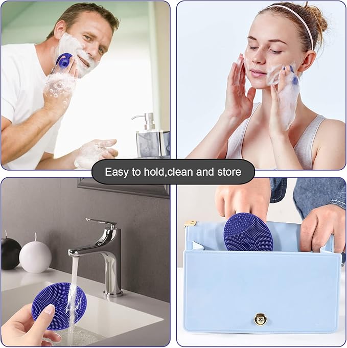 INNERNEED Silicone Face Cleansing Scrubber, Exfoliating Scrub Manual Handheld Facial Brush Blackhead Remover, Food-Grade Soft Bristle (Pack of 4)-FemmiqueWomen