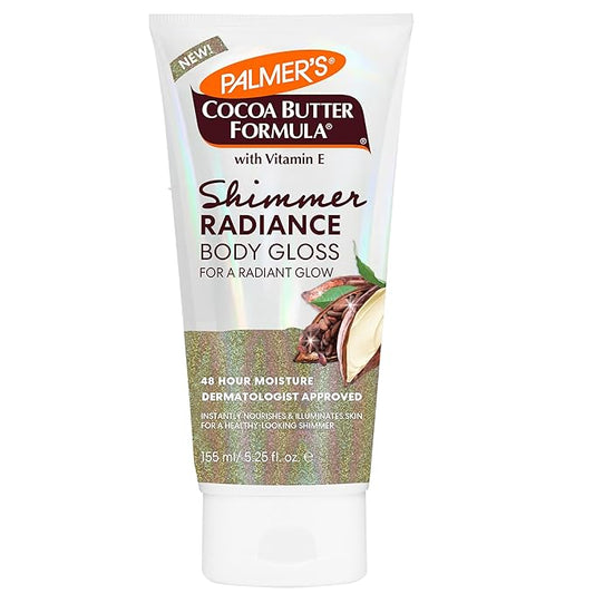 Palmer's Cocoa Butter Formula Shimmer Body Lotion with Vitamin E, 5.25 Fl Oz, Radiance Body Gloss, Help Blur Veins, Cellulite, Marks, 48 Hour Moisture-FemmiqueWomen
