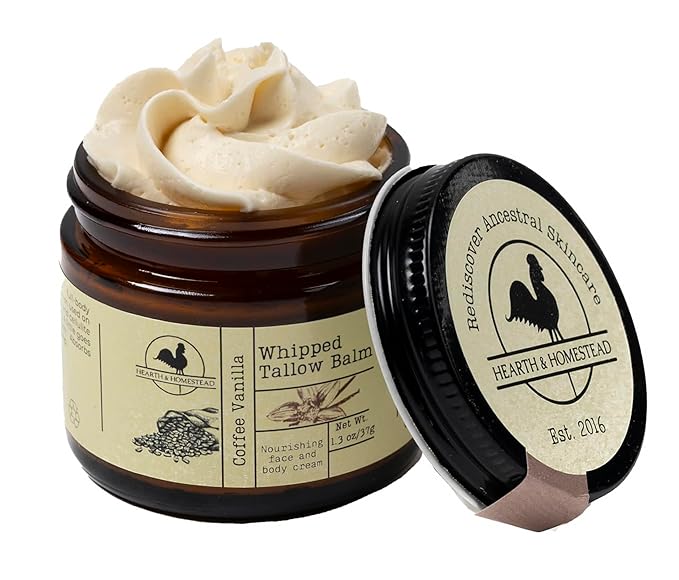 Handmade Whipped Tallow Balm (Coffee Vanilla) - Organic Body Butter with Infused Olive Oil - 1.3 oz …-FemmiqueWomen