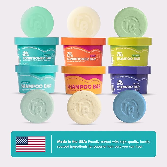 Tree Bottle Castor Oil Shampoo bar with Peppermint Essential Oils + Biotin - For Hair Growth, Strengthening, Thickening & Volumizing - Free of Parabens & Sulfates - Made in USA - 4.5oz (Pack of 2)-FemmiqueWomen