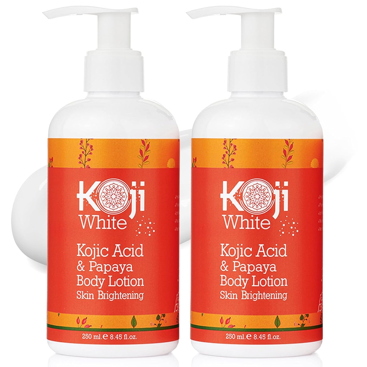 Koji White Kojic Acid & Papaya Body Lotion, Women Gift Sets for Exfoliating, Skin Brightening, Moisturizer, Radiance, Even Tone, Age Spots & Sun Damaged, Vegan, Paraben-Free, 8.45 Fl Oz (2 Bottles)-FemmiqueWomen
