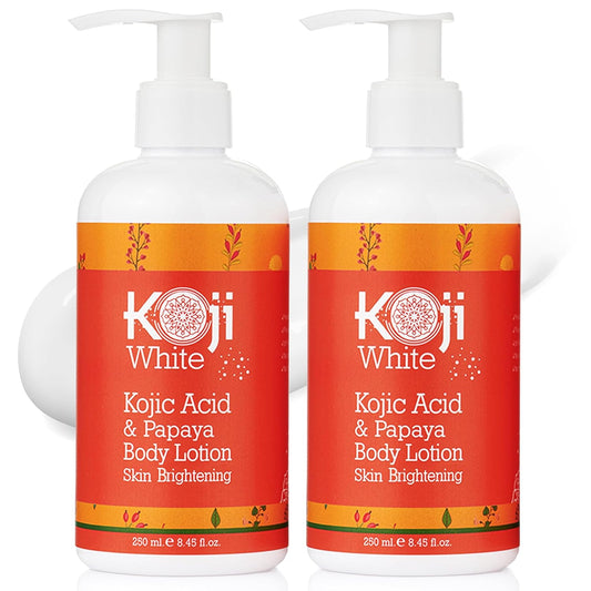 Koji White Kojic Acid & Papaya Body Lotion, Women Gift Sets for Exfoliating, Skin Brightening, Moisturizer, Radiance, Even Tone, Age Spots & Sun Damaged, Vegan, Paraben-Free, 8.45 Fl Oz (2 Bottles)-FemmiqueWomen