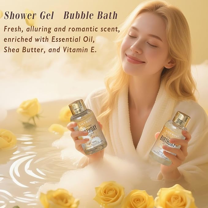 24Pcs Happy Birthday Gifts for Women Mom - Luxury Birthday Presents Spa Gift Set, Bath and Body Gift for Sister Girlfriend Wife Grandma with Necklace, Birthday Gift Set Idea for Women Female Friends-FemmiqueWomen