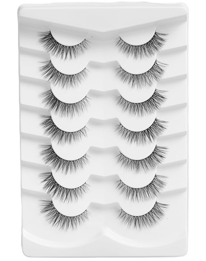 Cat Eye Lashes Wispy False Eyelashes Natural False Lashes Fox Eye Lashes Pack Demi Wispies Eyelashes Thick Mink Lashes Wispy Fake Lashes 7 Pairs-FemmiqueWomen