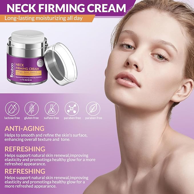 Advanced Neck Firming Cream – 3% Retinol & Hyaluronic Acid for Wrinkle Reduction, Lifting & Skin Tightening – Anti-Aging Moisturizer for Face, Neck & Décolleté – Deep Hydration, 3.4 FL（2 bottle）-FemmiqueWomen
