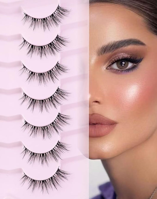 Onlyall Cat Eye Lashes Natural Lashes False Eyelashes Fox Eye Lashes False Lashes 7 Pairs D5-FemmiqueWomen