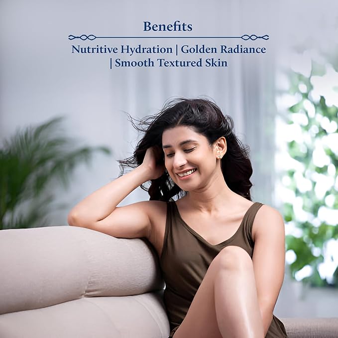 Blue Nectar 24K Carat Gold Body Milk for Women & Men | Body Lotion with Plant Based AHA & Niacinamide | Moisturizer for Body | All Skin Types (14 Herbs, 6.76 Fl Oz)-FemmiqueWomen