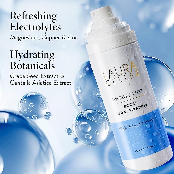 LAURA GELLER NEW YORK Spackle Mist Boost Setting Spray with Electrolytes - Long-Lasting Makeup Spray with Blue Light Protection - Dewy Skin Makeup Setting Spray-FemmiqueWomen