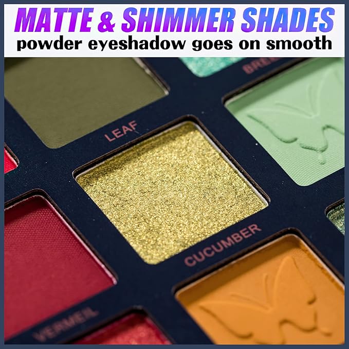 18 Colors Eyeshadow Palette, Butterfly Series Highly Pigmented Eye Makeup Palette, Matte Shimmer Metallic Powder Eyeshadow Pallet, Makeup Palette Cosmetics Gift, 111-FemmiqueWomen