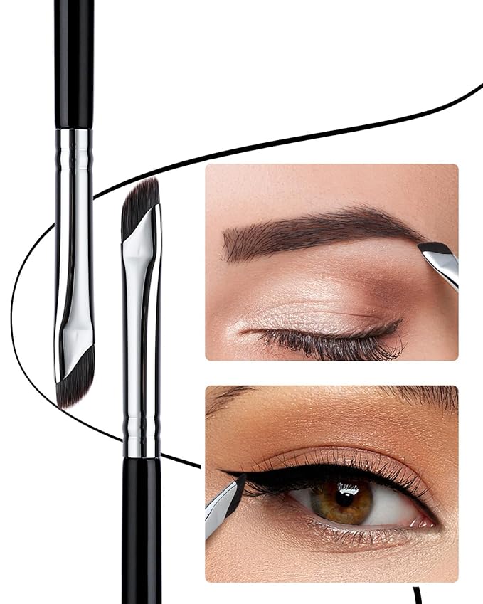 EIGSHOW Eyeliner Brush Gel Eyeliner Makeup Brush for Precise Eye Liner Eyebrow Eyelid Ultra Thin with Curved Bristle (E865 2Pieces)-FemmiqueWomen