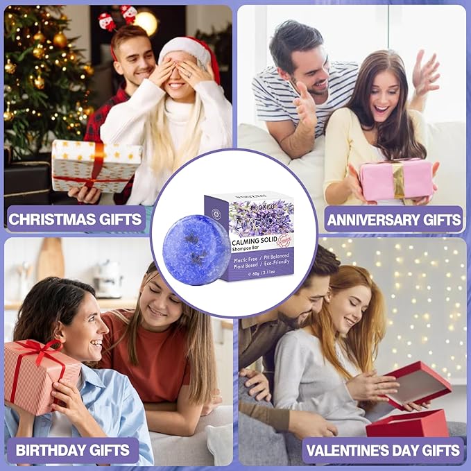 2 Pack Lavender Shampoo Bar,Solid Hair Bar And Conditioner Effect Hair Soap,Organic Shampoo Bars For Hair With All Natural Plant Based Essential Oils,Stocking Stuffers,Gifts for Women-FemmiqueWomen