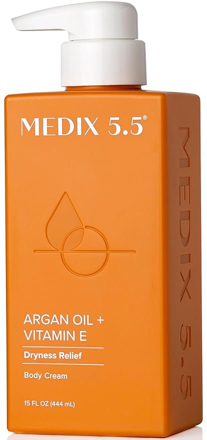 Medix 5.5 Argan Oil Cream W/Vitamin E Anti Aging Skin Care Moisturizer Body Cream | Firming Body Lotion Reduces Look Of Wrinkles, Cellulite, Crepey, & Uneven Skin Tone For Women & Men, 15 Fl Oz-FemmiqueWomen