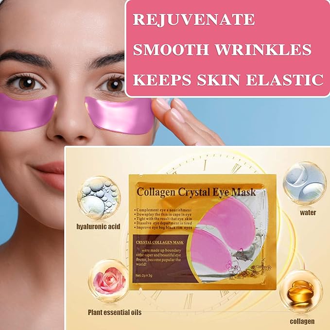 30 Pairs Under Eye Mask,Moisturising Under Eye Patches for Women,Crystal Collagen Eye Gel Pads for Reducing Fine Lines,Puffy Eyes and Dark Circles Under Eye Bags Treatments(Pink)-FemmiqueWomen