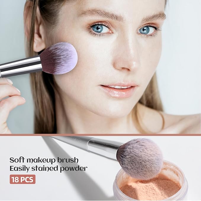 BS-MALL Makeup Brush Set 18 Pcs Premium Synthetic Foundation Powder Concealers Eye shadows Blush Makeup Brushes with black case-FemmiqueWomen